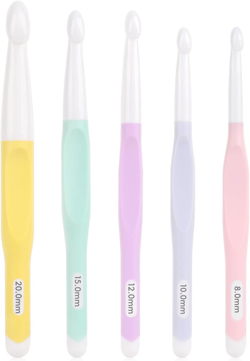Aeelike Crochet Hooks 8mm, 10mm, 12mm,15mm, 20mm, Ergonomic Crochet Hooks Set with Large Rubber Handle for Chunky Yarn Weaving Blanket DIY Crafts,Ideal Gift - Image 1
